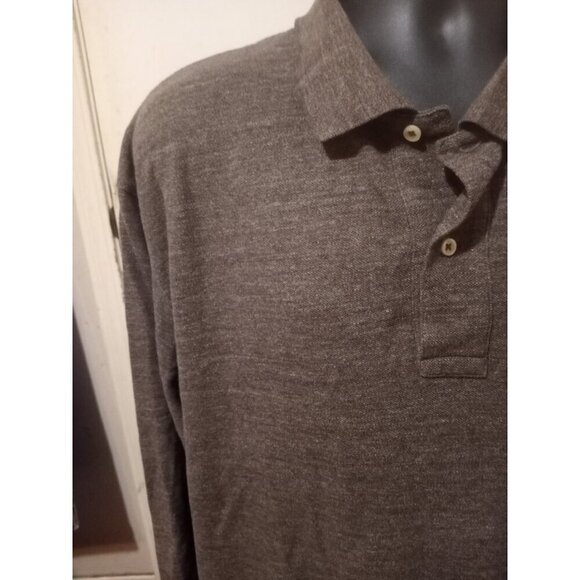 Polo Ralph Lauren Shirt Mens 2XLT 2XL Tall Brown Rugby Polo Long Sleeve Cotton - Picture 5 of 13